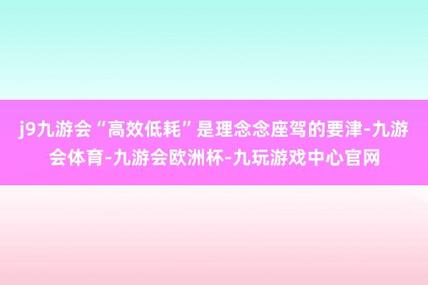 j9九游会“高效低耗”是理念念座驾的要津-九游会体育-九游会欧洲杯-九玩游戏中心官网