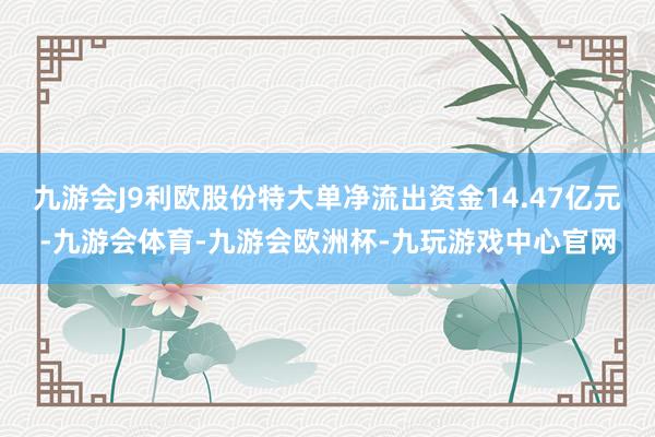 九游会J9利欧股份特大单净流出资金14.47亿元-九游会体育-九游会欧洲杯-九玩游戏中心官网