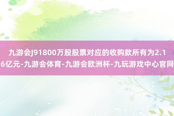 九游会J91800万股股票对应的收购款所有为2.16亿元-九游会体育-九游会欧洲杯-九玩游戏中心官网